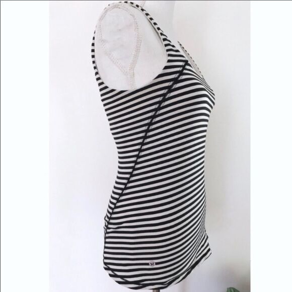 Lululemon Amala Black White Stripe Tank Top Built in Bra 8 - Picture 5 of 8